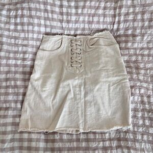 NA-KD cream denim mini skirt